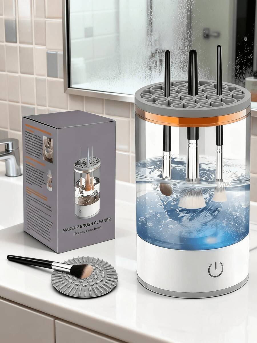 1 pieza Limpiador de brochas de maquillaje eléctrico USB, herramienta de limpieza automática de brochas de maquillaje, limpieza profunda rápida y eficiente para diferentes brochas de maquillaje, portátil para viajes y uso doméstico, adecuado para juegos de brochas de maquillaje, brochas de sombras de ojos, brochas de colorete, ideal para entusiastas y profesionales del maquillaje, bolsas, almacenamiento, organización de maquillaje, cosméticos, estilo de verano, regalo de vuelta al colegio, regalos - Multicolor - Ver 1