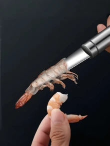 1pc Shrimp Shell Remover, Shrimp Peel Tool, Large Shrimp Deveiner, Shrimp Brain Scraper, Stainless Steel Lychee Meat Picker - Silver - View 8