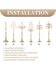 51 Inch Tall Gold Wedding Candelabra Large Candle Holder For Party Events & Home Decor - 金的 - 查看 6