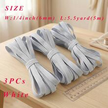 Uiewefy Cienka, tkana, biała i czarna gumka do szycia, 3 rolki o szerokości 1/4 cala, 1/8 cala i 1/2 cala, 5,5 jarda długości, 0,03 cala grubości, gumki do szycia pasów i spodni, opaski do włosów, ubrania, rękodzieło, wysoka elastyczność, - 3 szt.-L: 5,5 jarda - Zobacz 10