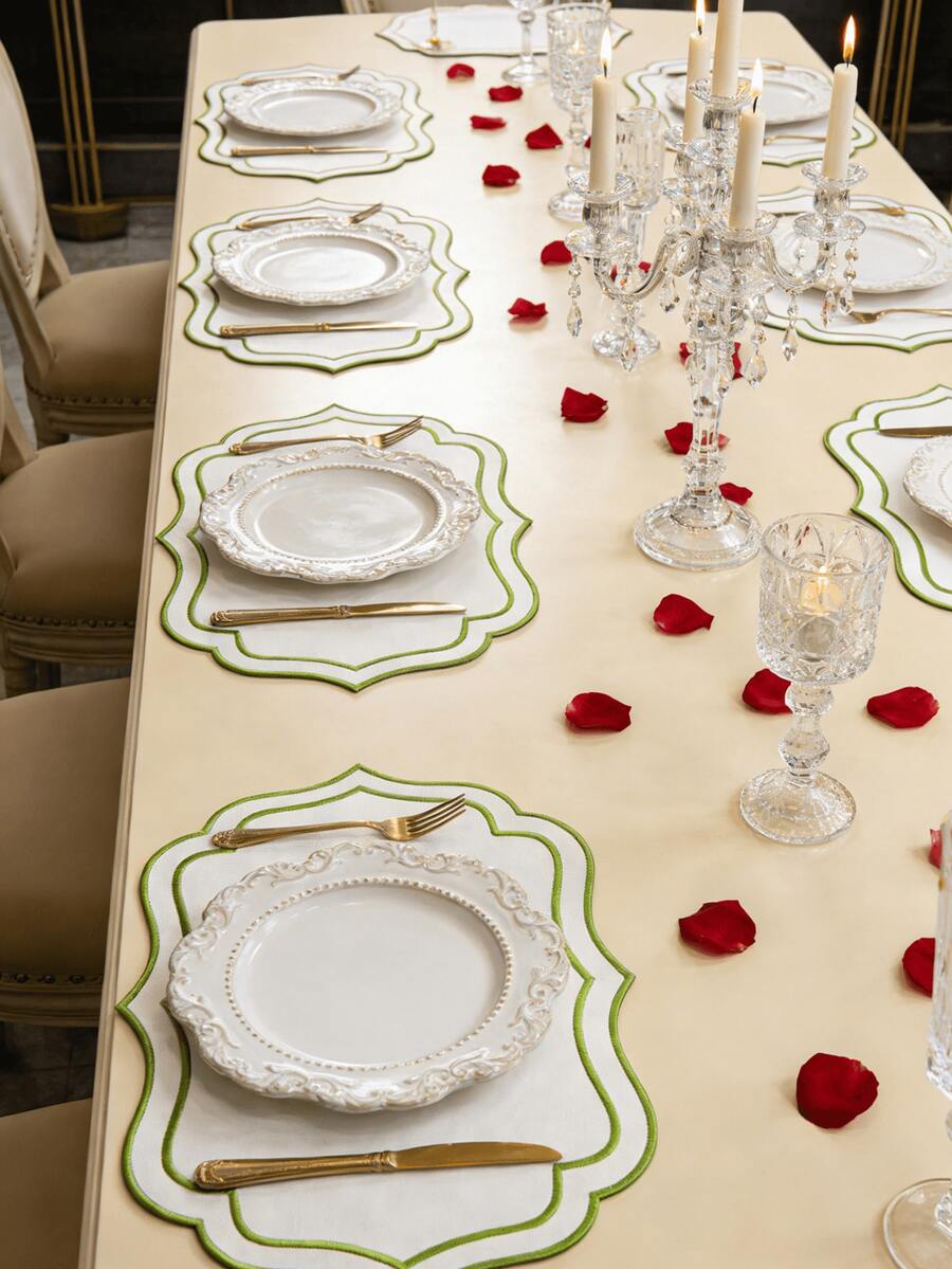 1-6pcs Embroidered Fabric Placemats, Easy To Clean, Wipe-Able, Non-Slip, Dining Table Mats, Holiday Wedding Party Decor, Suitable For Home, Restaurant, Dining Room Decoration, Home Goods - Multicolor - View 1