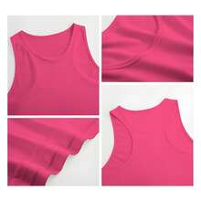 Women's Plus Size Sleeveless - Cartoon Dreamlike Butterfly Women's Fashionable Round Neck Tank Top, Round Neck Sleeveless, Perfect For Casual Wear - Màu Hồng Tươi - Xem 5