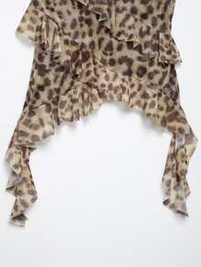 Mellowy New Spring/Summer Women's Layered Decorative Printed Chiffon Top - Animal Print - View 4