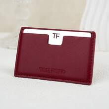 Tom Ford 奢华超薄卡包，内置镜子，独特设计，男女通用卡包礼品 - 酒紅色 - 查看 2