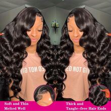 [30 Inch Body Wave Wig] 13x4 13x6 HD Lace Front Wigs And 5*5 Glueless Wig Human Front Hair 30 Inch Body Wave 180% Density Pre Plucked Brazilian Wigs For Women Natural Black Glueless Lace Frontal Wig - Natural & Black - View 4
