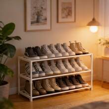 3-Tier Heavy Duty Thickened Shoe Rack, Space-Saving Storage Organizer For Men's Shoes, Strong Load-Bearing Entryway Shelf For Wardrobe & Bedroom, Ideal For Shoes & Decor, Perfect Holiday Gift - 黑色3層75cm - 查看 8