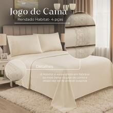 Micropercal 400 Thread Count Sheet Set, Queen And King Size, 4 Pieces, Embroidered With English Lace, Elasticated, Soft Touch, Plain, Habitat - 米色蕾絲 - View 3