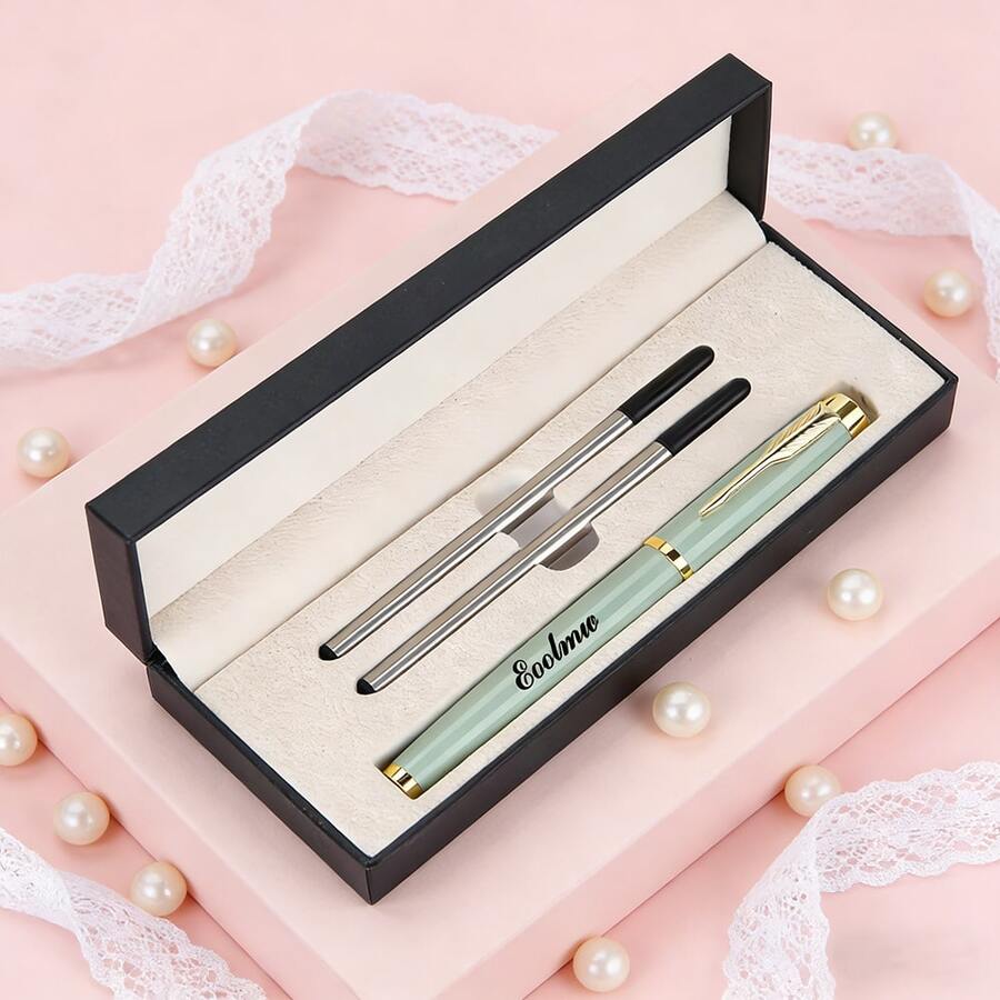 Customized Gift Box Round Ballpoint Pen Metal Engraved High-End Neutral Pen, Business Gift For Men And Women, Holiday Gift, Engraving Technology 0.5 Refillable, Valentine's Day, Mother's Day, Thanksgiving, Halloween, Christmas, Teacher's Day, A Meaningful Gift - Sets - View 1
