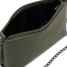 USEVITTAL Vittal Annelise Women's Clutch Bag In Genuine Leather, Black And Caramel, With Chain Strap. - 橄欖綠 - 查看 5