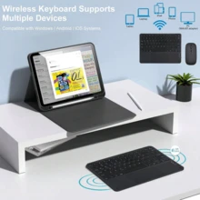 Keyboard Case With Detachable Rechargeable Bluetooth Keyboard (280mAh) And Touchpad For Samsung Galaxy Tab / IPad / Redmi IPad SE, With Pen Slot (Black) - Black - View 4