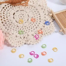 20/50/100pcs Multi-Color Metal Spiral Stitch Markers, Open Metal Stitch Markers Crochet Stitch Markers With Storage Box, For Crochet Garment Marking, DIY Craft Projects, Sewing Thread Needle Knitting Stitch Tracking Markers - Dark - View 4