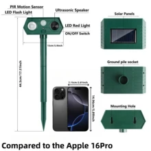 SOKANY 1 pièce Répulsif animal extérieur, répulsif ultrasonique, répulsif contre les nuisibles et les rongeurs avec lumière clignotante LED et détecteur de mouvement - Technologie solaire, batterie 1200 mAh, alimenté par énergie solaire, convient pour le contrôle des nuisibles dans la cour et la ferme, la gestion des nuisibles dans la cour, la dissuasion des cerfs, des ratons laveurs, des écureuils, des lapins, des renards et des ours dans la cour extérieure - Multicolore - Voir 3