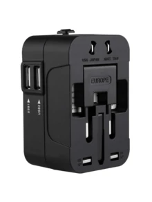 SOKANY Adaptador de viaje universal, adaptador de viaje mundial con puertos de carga USB dual + CA, estación de carga todo en uno, adecuado para talla grande de 150 países, esencial para viajes de negocios y viajes, compatible con computadoras, tabletas, portátiles - Negro - Ver 7