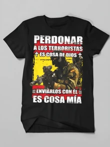 New 100% Cotton O-Neck Summer Short Sleeve Casual Mens T-Shirt Size S-3XL Spanish Anti- Special Forces Military T-Shirt - 黑色6 - 查看 1