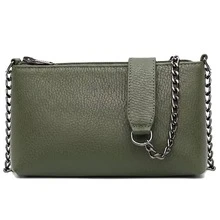 USEVITTAL Vittal Annelise Women's Clutch Bag In Genuine Leather, Black And Caramel, With Chain Strap. - 橄欖綠 - 查看 4