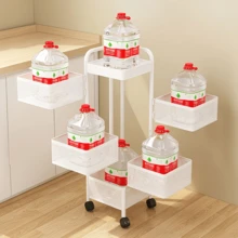 Portable Rotating Storage Rack With Wheels, Available In Two Colors / Smooth Rotation For Easy Access / Silent Rolling, Non-Disturbing / For Bedroom Makeup / Study Stationery / Balcony Plants / Rotating Storage Shelf / Silent Mobile Rack / Bedroom - White - View 4
