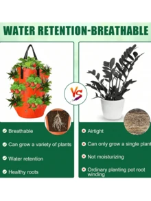 Hanging Planter Bag With Handle, Plastic Hanging Strawberry Planter Container, Foldable Planting Bag For Vegetables, Flowers, Herbs And Plants - Multicolor - View 9