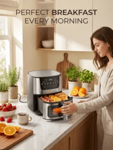 Large Capacity Air Fryer Oven Combo - Easy Baking And Frying, Plug-In, Smart Touch Screen, Oil-Free Multi-Function Cooking, Crispy Exterior, Baking, Heating, Quick And Easy - Healthy Eating, Effortless - UK Plug(220-240V) - View 4