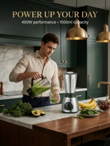 SOKANY Mélangeur multifonction, robot culinaire tout-en-un, broie finement les fruits et légumes pour obtenir rapidement des compléments alimentaires nutritifs, lame en acier inoxydable, durable et facile à nettoyer, convient pour la maison, le bureau, le camping et autres occasions - Prise de type UE C (220-240 V) - Voir 2