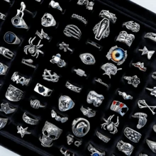 Bộ 20 chiếc nhẫn hình đầu lâu nhện phong cách punk cổ điển, phù hợp cho cả nam và nữ, có thể phối nhiều kiểu, phong cách gothic u tối, thích hợp cho Halloween, tiệc tùng, các dịp lễ hội. - Bộ 20 chiếc nhẫn phong cách Punk Hip Hop hỗn hợp - Xem 3