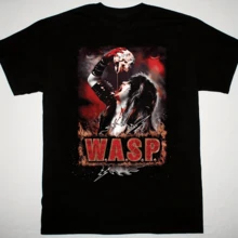 WASP Band Graphic Black T-Shirt, S-5XL, Rock Performance Design With Wasp Lettering, Comfortable Cotton Fabric, Machine Washable, Casual Style For All Seasons, Allseason Apparel, Rock And Roll T Shirts, Rock And Roll Tee, Rock - màu đen - Xem 1