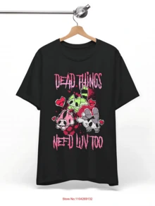 Dead Things Need Love Too T Shirt Emo Scene Style Broken Animals Y2K Punk Fashion Long Or Short Sleeves - 黑色23 - 查看 1