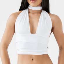 Cropped V-Neck Multi-Way Top Blogger Style - 白色 - 查看 2