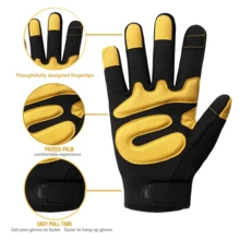 1 Pair Black Stylish Cycling Gloves For Men Women, Breathable Lining & Touchscreen Compatible, Hand Washable High Quality, All Season Universal, Unique Creative Gift Idea - Black - View 3