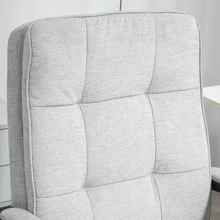 Office Chair: Ergonomic Office Chair With Armrests, Swivel Chair With Adjustable Height, With Rocker Function, Linen Material, Softback Computer Chair, Gray - Grey - View 10