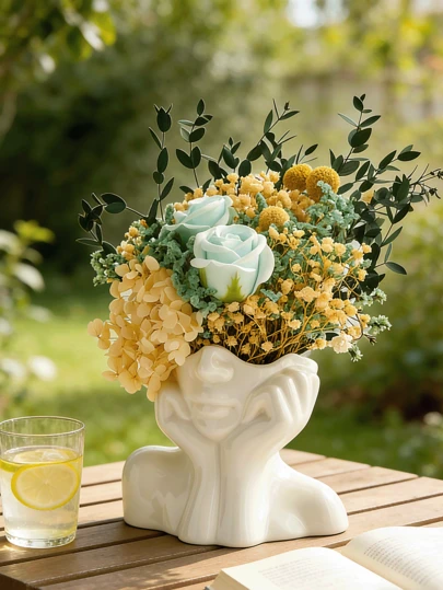 Maceta moderna grande con forma de rostro - Maceta multifuncional para exteriores y jarrón decorativo para interiores, adecuada para jardín, patio, balcón y decoración del hogar