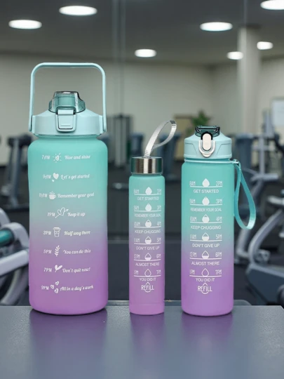 3件套哑光大容量吸管保温杯，耐热成人便携水壶，男士运动水壶