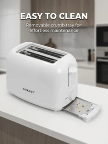SOKANY 2-Slice Toaster With Extra Wide Slots, Stainless Steel Body, 6 Browning Settings, 700W Power, Compact Design, Removable Crumb Tray And Cancel Button, Auto-Eject Function For Easy Cleaning, Suitable For Dorm, Home And Apartment. Can Toast Bread, Bagels, Waffles And More. White Exterior Makes It A Perfect Valentine's Day Gift. - EU E Type Plug(220-240V) - View 8
