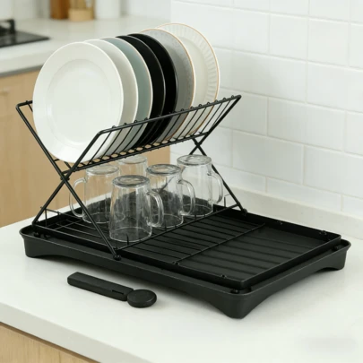 1 szt. Zmywarka do zabudowy kuchennej, w tym zmywarka, suszarka i wyjmowany pojemnik na zlew, kolor czarny