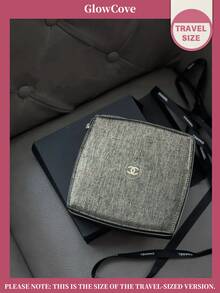 CHANEL 香奈儿高品质编织纹理化妆包，黑金配色，经典双C标志，必备收纳包 - 黑色 - 查看 1