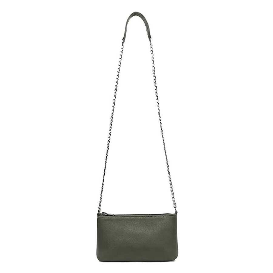 USEVITTAL Vittal Annelise Women's Clutch Bag In Genuine Leather, Black And Caramel, With Chain Strap. - 橄欖綠 - 查看 1