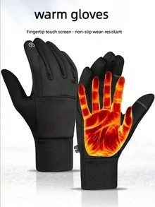 Outdoor Cycling Warm Gloves For Men, Winter Sports Windproof Fleece Thermal Ski Gloves - Multicolor - View 8