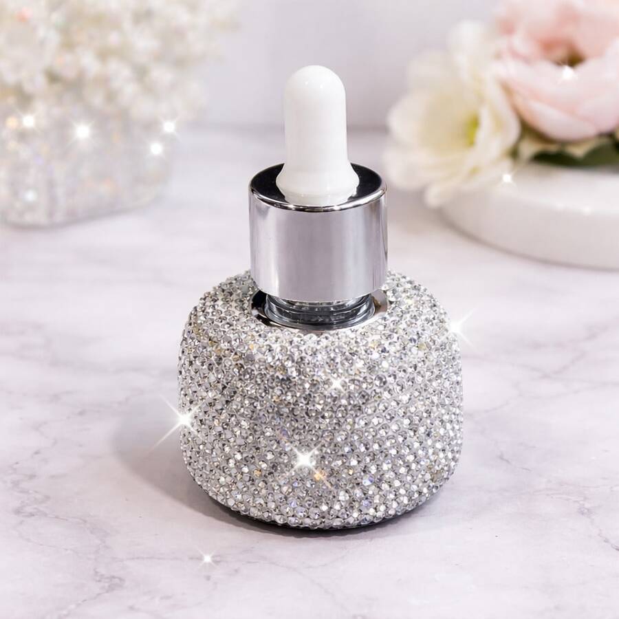 30ml Thickened Shiny Essential Oil Glass Bottle, Crystal Diamond Decorated Refillable Dispenser Bottle, Leak-Proof Portable Aromatherapy Container, Suitable For Travel, Daily And Home Use - Multicolor - View 1