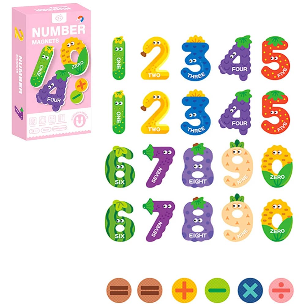 Letras magnéticas grandes, imanes de refrigerador del alfabeto ABC 26 PIEZAS con lindos animales en mayúsculas de colores, juguetes educativos de ortografía y alfabeto magnético para el refrigerador, relleno de canasta de Pascua para niños pequeños y niños - número - Ver 1