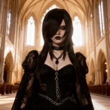 Emo Costume Women Long Black Wig Scene Wig 2000S Themed Party Outfits Pop Punk Party Goth Costume For Halloween Party (3 Fake Piercings, 1 Pair Of Fishnet Gloves, 1 Choker) ﻿ - Black - View 3