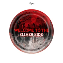 10件/20件生日派对装饰套装 - 欢迎光临，红黑纸盘、纸杯、餐巾纸，恐怖森林惊悚主题派对装饰，生日派对用品及礼物 - 彩色 - 查看 13