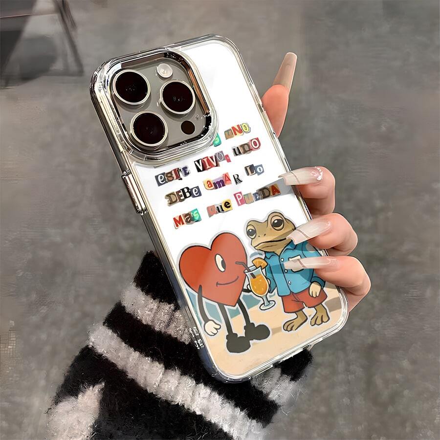 Confesión del collage del corazón de rana Dise?o de impresión,Protector Transparente de Alta Calidad para Celular - Funda Anti-Caídas de TPU para Multi-Modelos (OPPO, Redmi, , ) - Ideal para San Valentín y Halloween - transparente - Ver 1