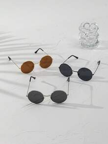 3 Packs Kids' Gold Rim Black Frame Metal Glasses Hypoallergenic Lightweight Eyewear For School, Costume Parties & Holiday Gifts - Multicolor - View 4