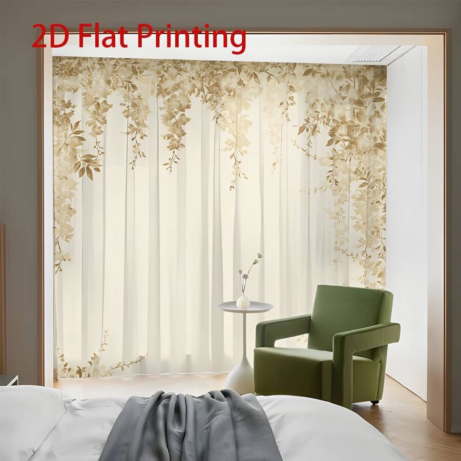 2pcs Spring Sheer Curtains, Elegant Floral Patterns, Home Decor Window Screens - Pole Pocket Sheer Curtains, Suitable For Living Rooms, Bedrooms, Kitchens Or Dining Rooms, All Season Use - Multicolor - View 1
