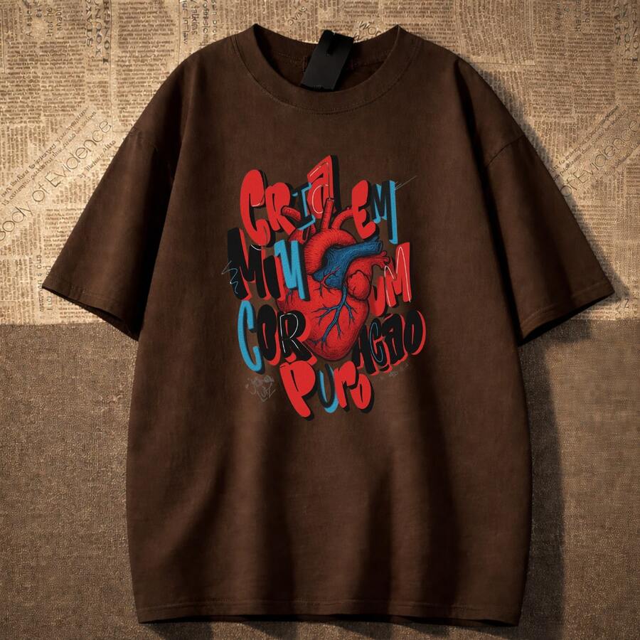 Men's T-Shirt "Create In Me Heart" Unisex Christian 100% Cotton New Release - 鏽棕色 - 查看 1