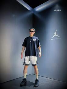 Nike Jordan Essentials Solid Color Applique Crew Neck Short Sleeve T-Shirt, Black - Black - View 6