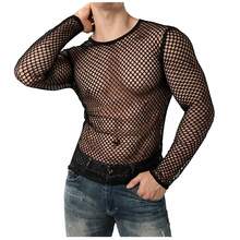 Men's Mesh Summer Slim Fit Blouse With Contrasting Waistband, Perfect For Halloween, Christmas, Pride Month, Carnival, New Year's, Or A Spring Picnic. - 黑色 - 查看 2