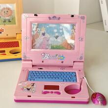 Computadora portátil de simulación mini para niños, máquina de aprendizaje, tableta musical, máquina de lectura de historias, interactiva entre padres e hijos, juguete educativo inteligente multifuncional, regalo de cumpleaños para niños y niñas - Rosa - Ver 5