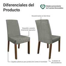 Juego Comedor Mesa Tapa Vidrio 6 Sillas Alexis Madesa Color Marrón/Gris/Plata - Marrón y Gris - Ver 4