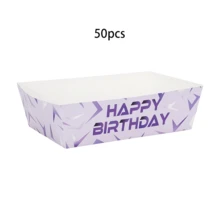 10个/30个/50个装紫色韩流主题一次性纸质零食盘，适用于生日派对装饰，紫色音乐女孩纸船造型盘盒，适合紫色韩流主题女孩生日派对装饰 - 閃電生日 - 查看 8