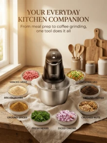 SOKANY 7020 电动绞肉机，可切碎蔬菜、压碎大蒜、制作蒜蓉，2升大容量，400瓦大功率快速搅拌，304不锈钢刀片，适用于蔬菜、洋葱、大蒜、水果、坚果、沙拉和面团搅拌，适合家庭使用，厨房电器 - 美規A型插(110-127V) - 查看 2